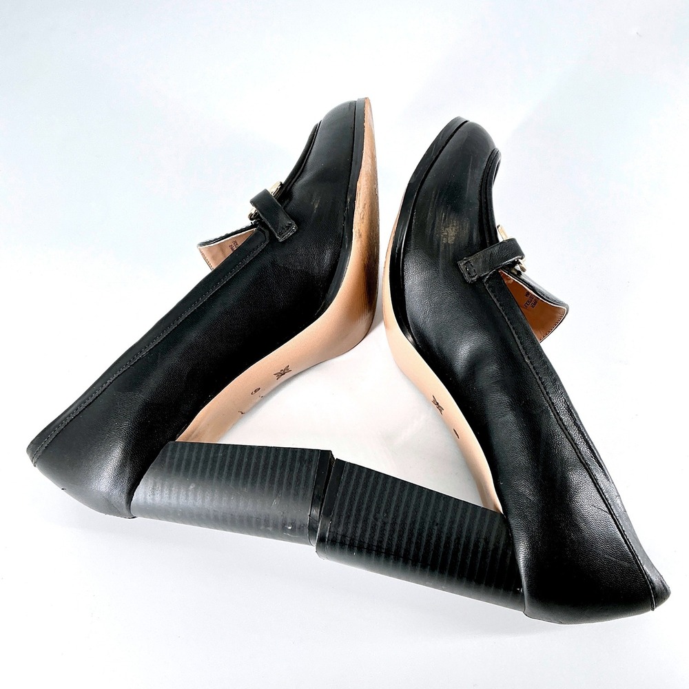 BCBGeneration Size 9 Black Block Heel Loafer Pumps Gold Horsebit Womens YIXY - Picture 12 of 12